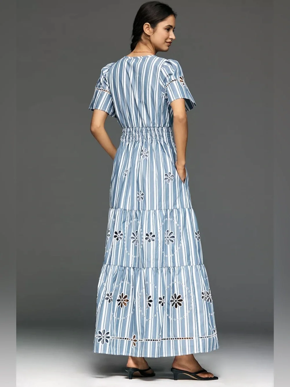 New Amthropologie The Somerset Cotton Embroidered Eyelet Maxi Dress Size XL - Picture 3 of 8